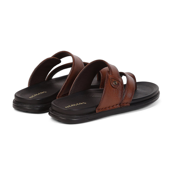 Buy Healers Wonder 10 Tan Formal Slippers For Men