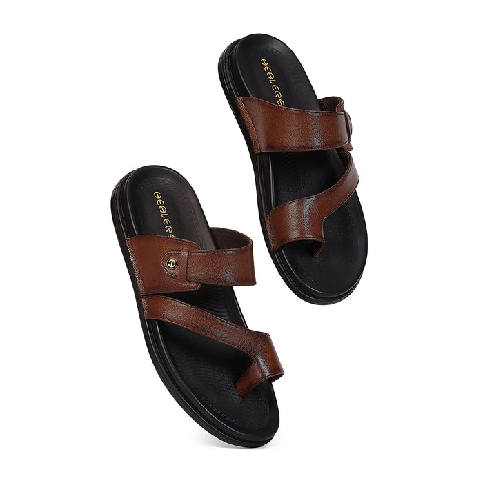 Buy Healers Wonder 10 Tan Formal Slippers For Men
