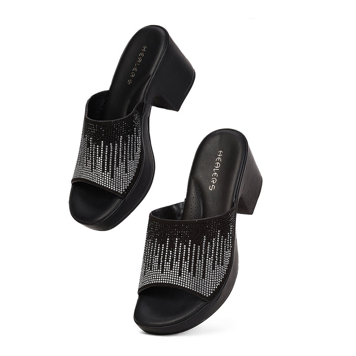 Healers ZQ-YGSL-30 Women's Black Casual Wedge Heeled Sandals - PARTY EDIT Special
