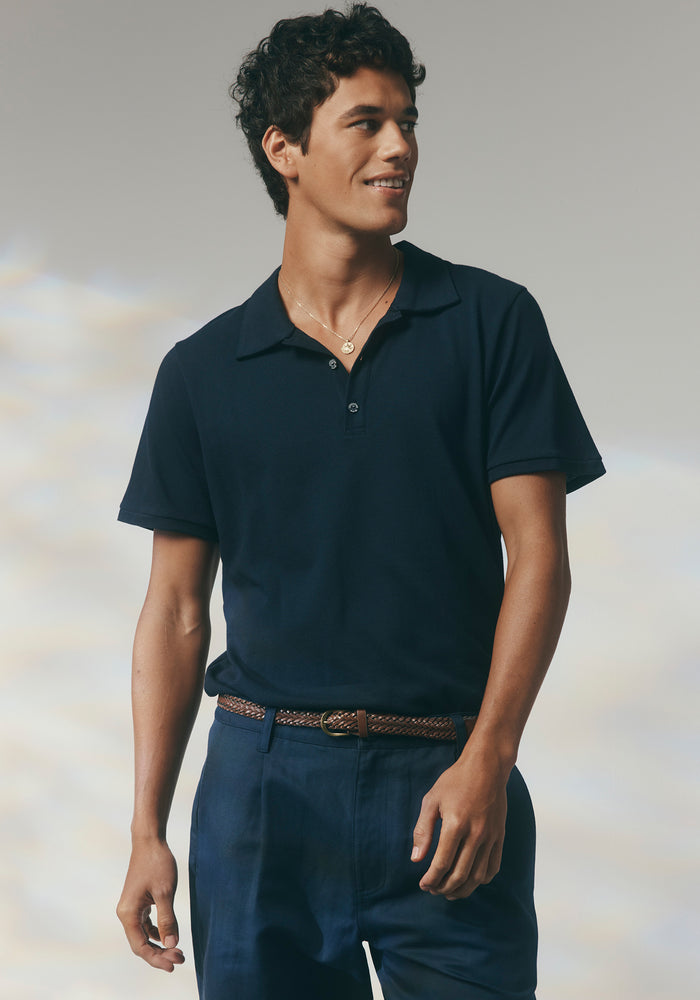 Henri Pique Polo - Dark Navy