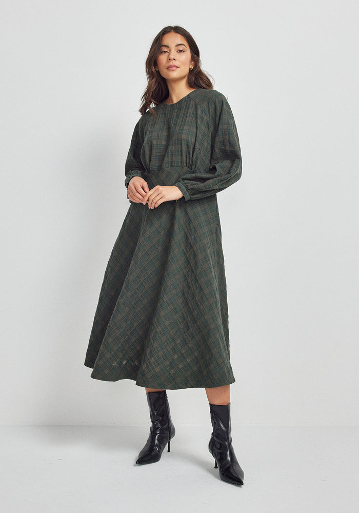 Holly Dress - Basil Check