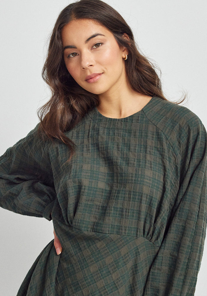 Holly Dress - Basil Check