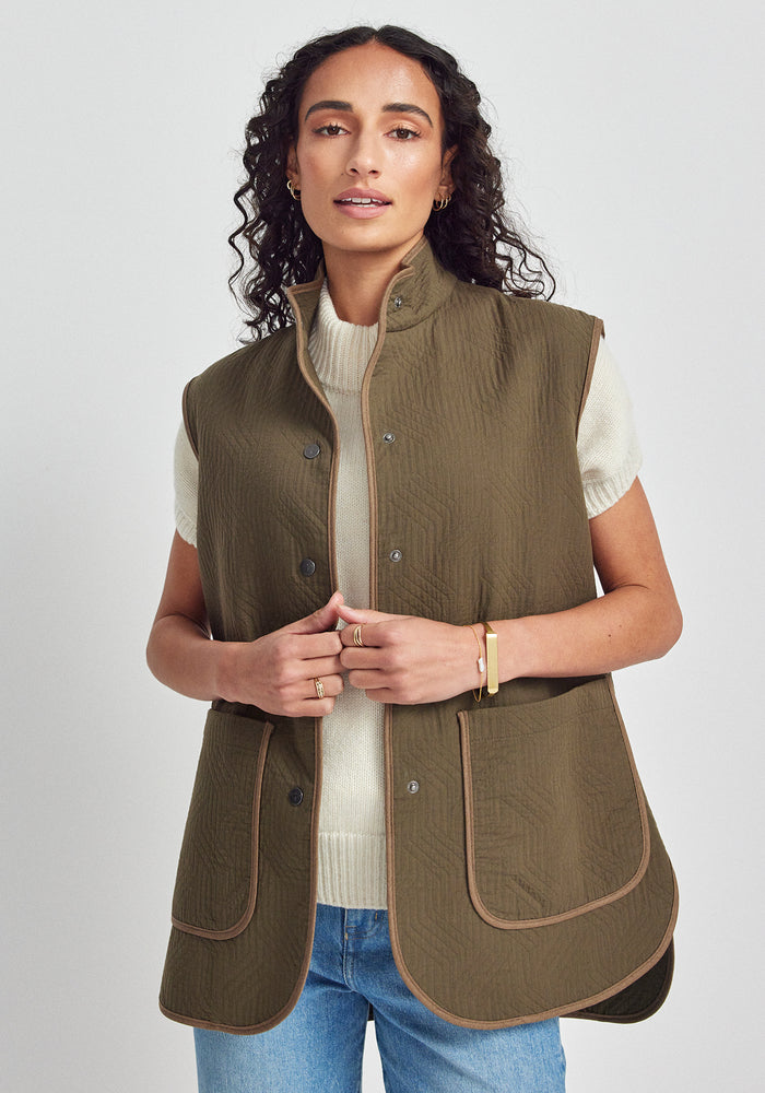 Jordy Quilted Vest - Cable Green