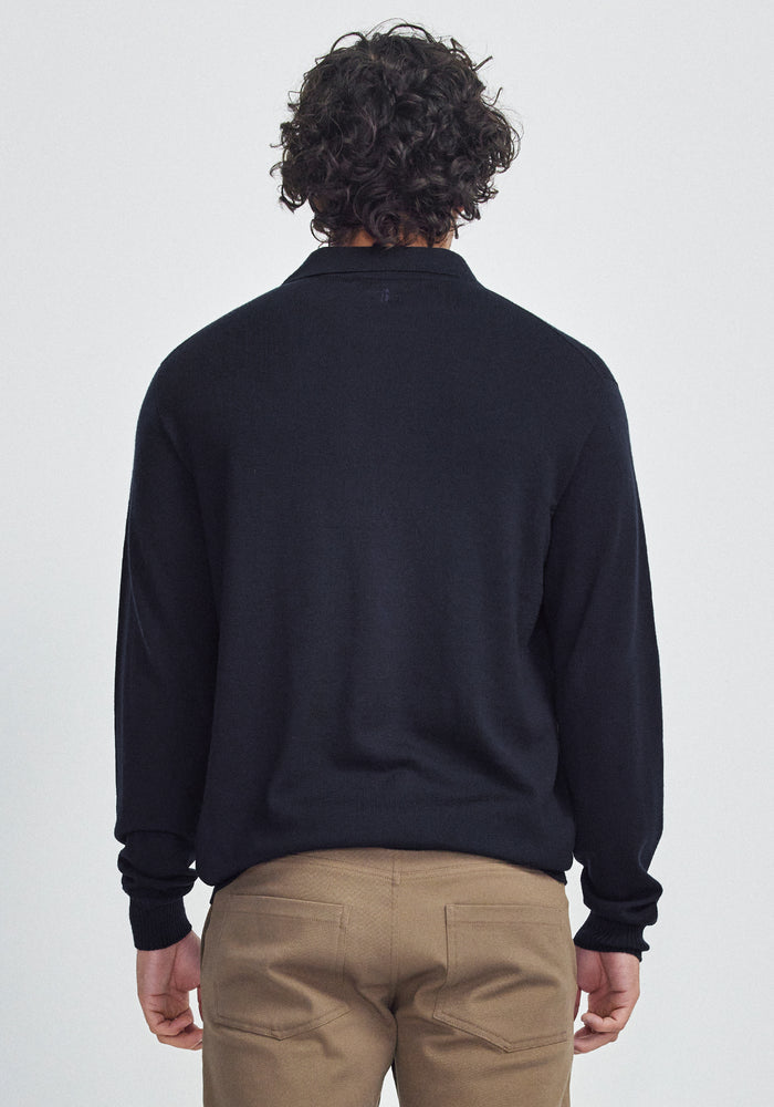 Kai Long Sleeve Polo - Deep Blue