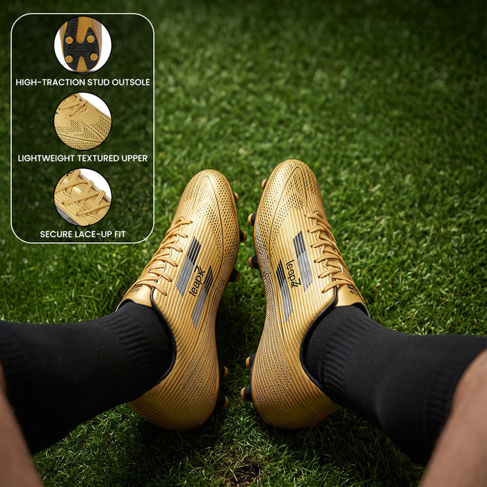 Leap7X ACTIVE-86E Golden Sports Lacing Football Shoes For Men & Kids By Liberty