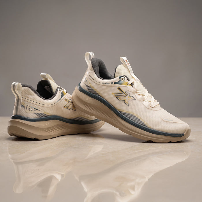 Leap7X ACTO113E Beige Sports Lacing Running Shoes for Men by Liberty