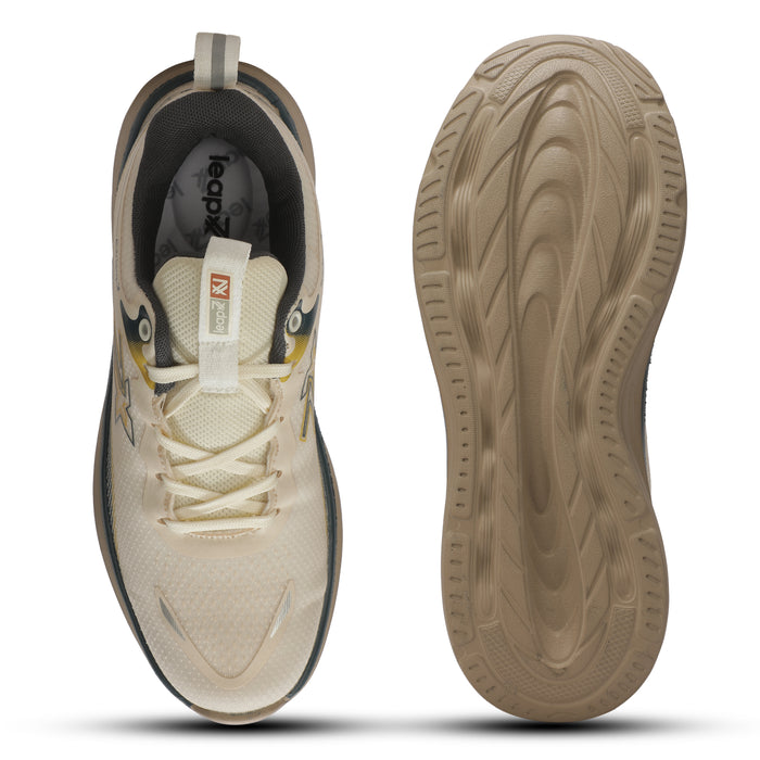 Leap7X ACTO113E Beige Sports Lacing Running Shoes for Men by Liberty
