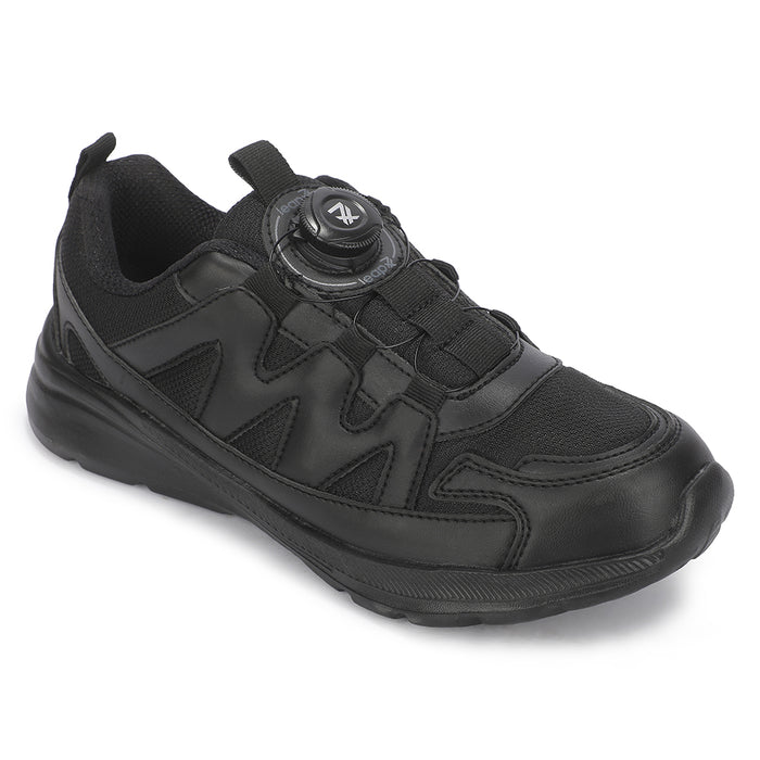 Leap7X ACTO152E Black Sports Non Lacing Walking Shoes for Kids by Liberty