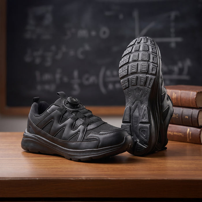 Leap7X ACTO152E Black Sports Non Lacing Walking Shoes for Kids by Liberty