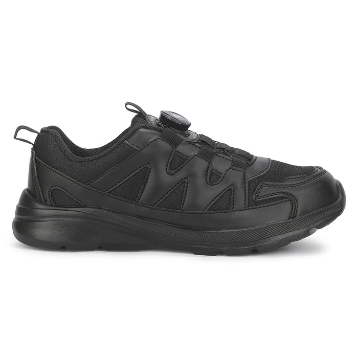 Leap7X ACTO152E Black Sports Non Lacing Walking Shoes for Kids by Liberty