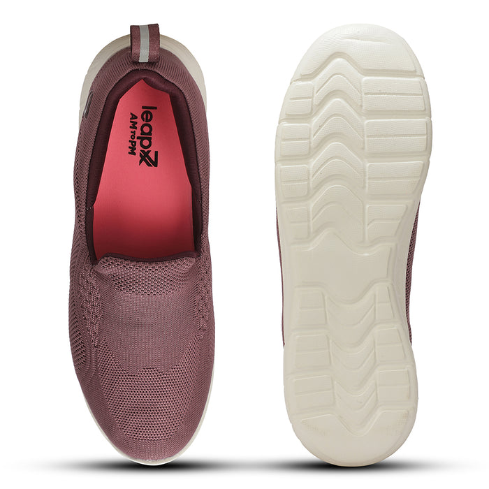 Leap7X ACTO227E Purple Sports Non Lacing Walking Shoes for Women by Liberty
