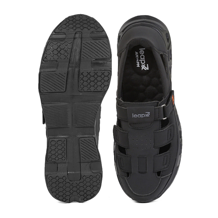 Leap7X Airflow S1 Black Casual Fisherman Sandals For Men By Liberty