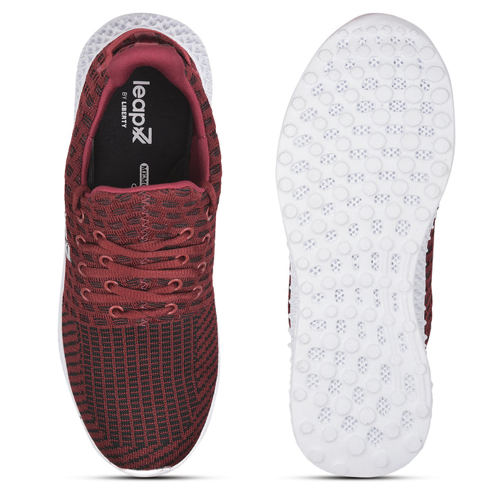 Leap7X ASTON-2 Maroon Sports Lacing Running Shoes for Men by Liberty