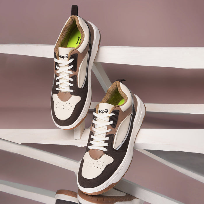 Leap7x Beige Casual Lacing Sneakers For Men LAPON-1E By Liberty
