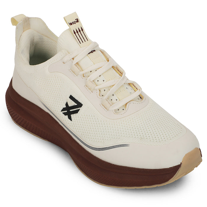 Leap7x Beige Sports Lacing Running Shoes For Men AUSTRIA-1 By Liberty