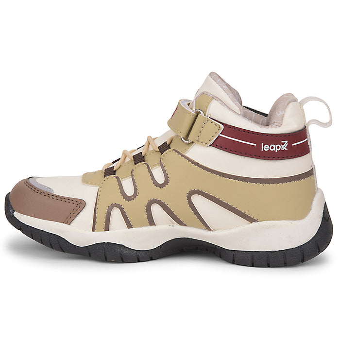 Leap7x Beige Sports Non Lacing Walking Shoes For Kids CANON-1V By Liberty