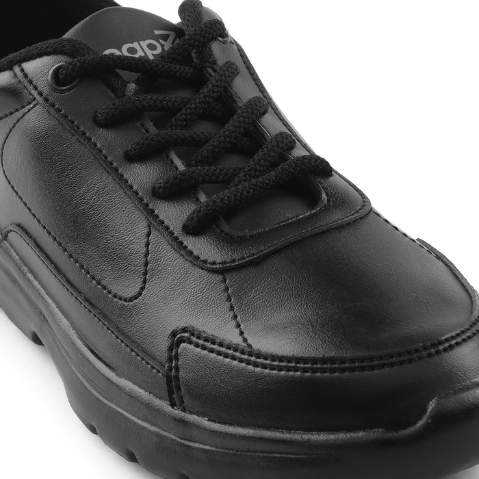 Leap7x Black Lacing Uniform School Shoes For Kids SCHLSTAR-L By Liberty