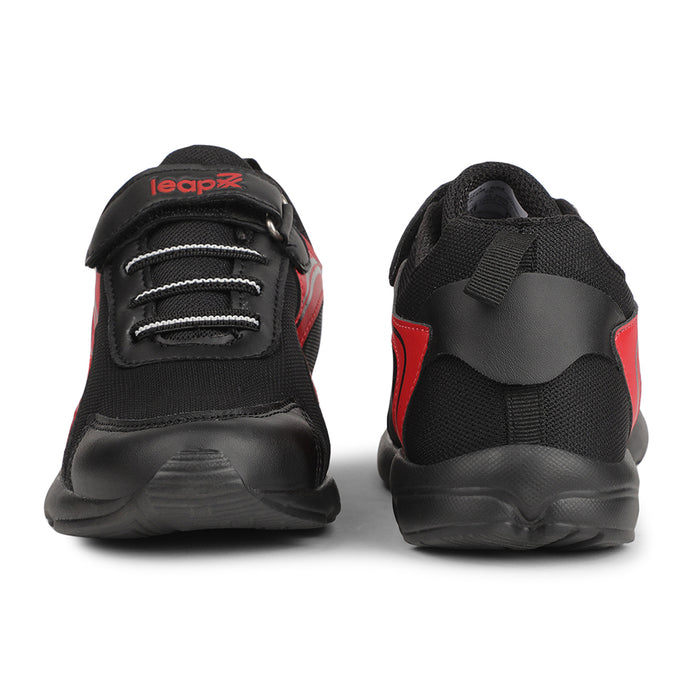 Leap7x Black Non Lacing Sports Running Shoes For Kids KSN 670V By Liberty