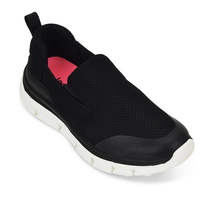 Leap7x Black Non Lacing Sports Walking Shoes For Women BRISBEN10E By Liberty