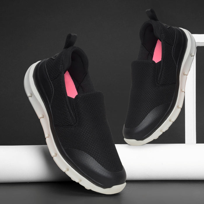 Leap7x Black Non Lacing Sports Walking Shoes For Women BRISBEN10E By Liberty