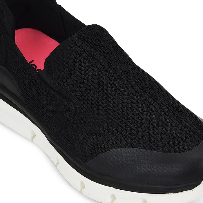 Leap7x Black Non Lacing Sports Walking Shoes For Women BRISBEN10E By Liberty