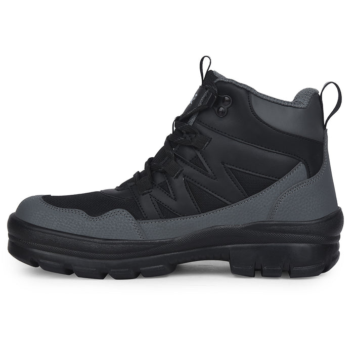 Leap7X Black Sports Lace Up Trekking Shoes For Men Drawner 1E By Liberty