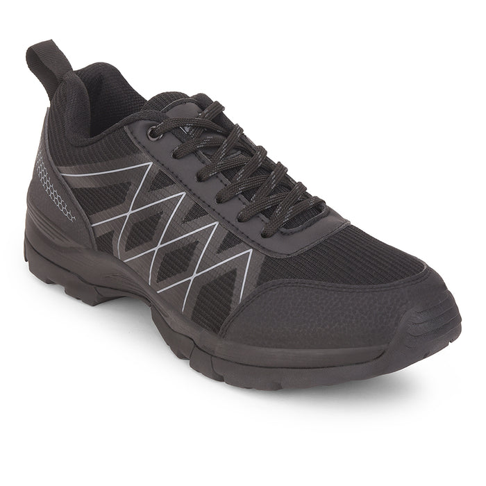 Leap7x Black Sports Lace-Up Trekking Shoes For Men MOUNTAIN2E By Liberty