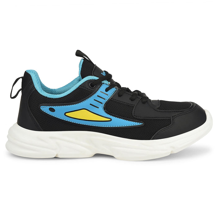 Leap7X Black Sports Lacing Running Shoes For Kids Cloudy 5L By Liberty