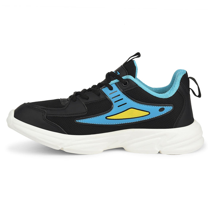 Leap7X Black Sports Lacing Running Shoes For Kids Cloudy 5L By Liberty