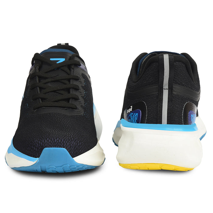 Leap7X Black Sports Lacing Running Shoes For Men Brave 1 By Liberty