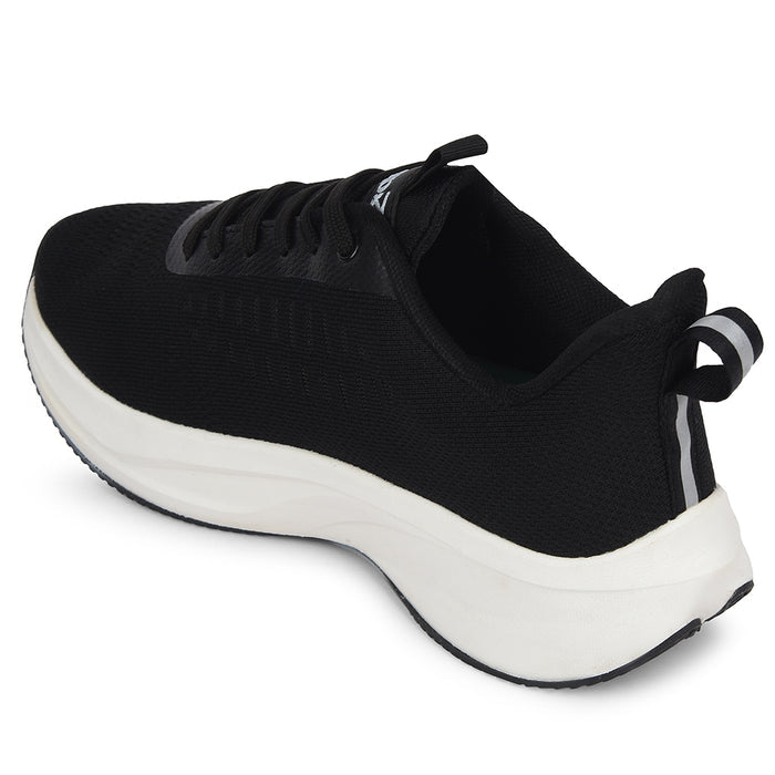 Leap7X Black Sports Lacing Running Shoes For Men Roaster 1E By Liberty