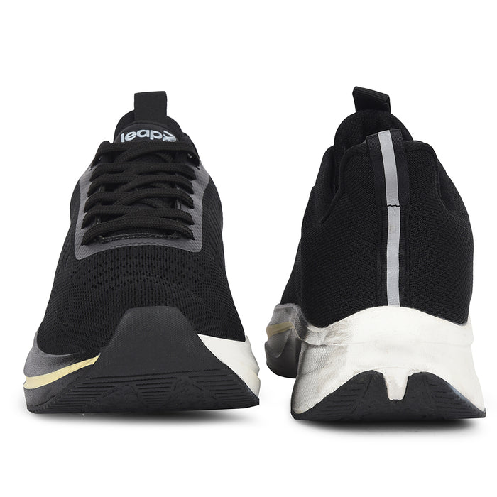 Leap7X Black Sports Lacing Running Shoes For Men Roaster 1E By Liberty