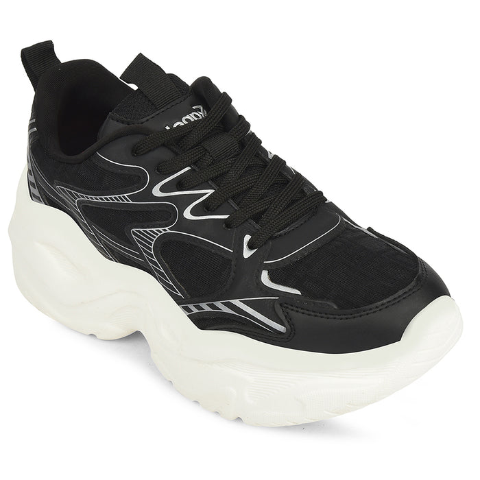 Leap7X Black Sports Lacing Running Shoes For Women Syria 1 By Liberty