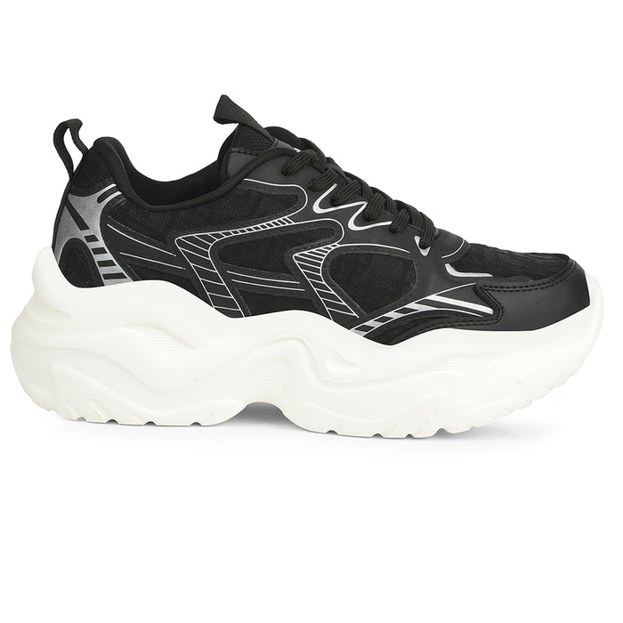 Leap7X Black Sports Lacing Running Shoes For Women Syria 1 By Liberty