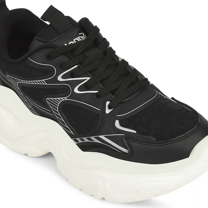 Leap7X Black Sports Lacing Running Shoes For Women Syria 1 By Liberty