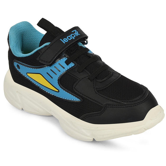 Leap7X Black Sports Non Lacing Walking Shoes For Kids Cloudy 5V By Liberty