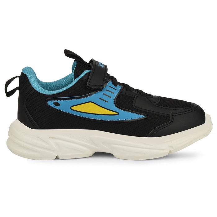 Leap7X Black Sports Non Lacing Walking Shoes For Kids Cloudy 5V By Liberty