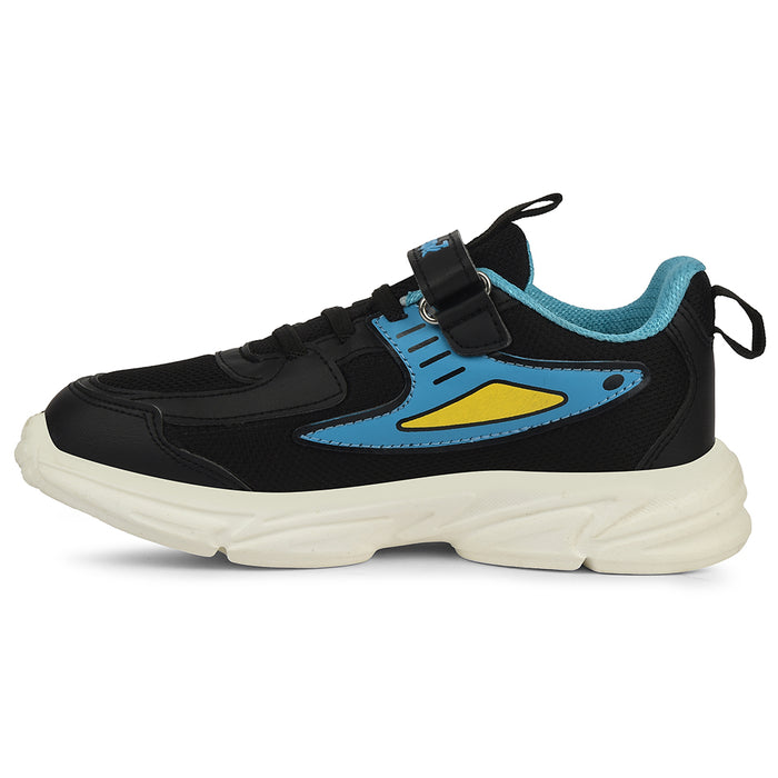 Leap7X Black Sports Non Lacing Walking Shoes For Kids Cloudy 5V By Liberty