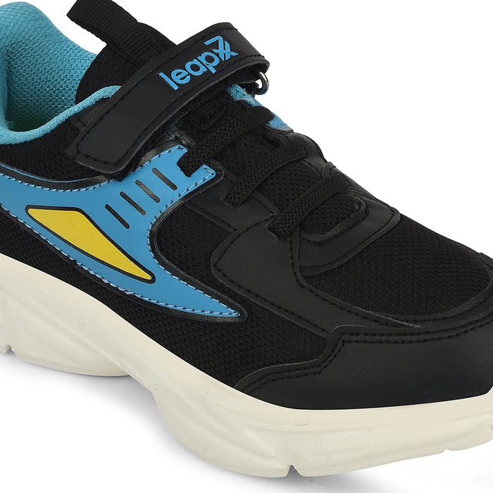 Leap7X Black Sports Non Lacing Walking Shoes For Kids Cloudy 5V By Liberty