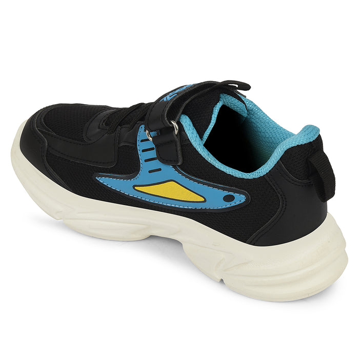 Leap7X Black Sports Non Lacing Walking Shoes For Kids Cloudy 5V By Liberty