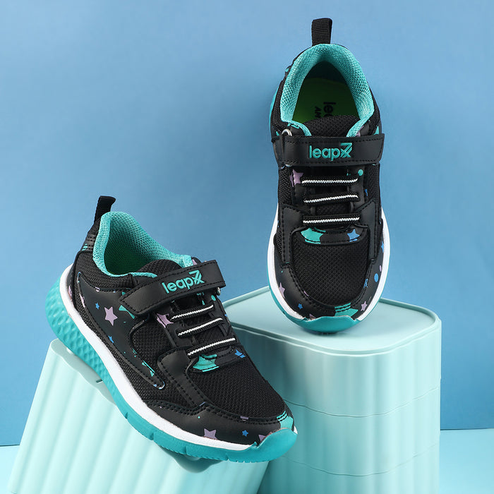 Leap7x Black Sports Non Lacing Walking Shoes For Kids JAMIE-51V By Liberty