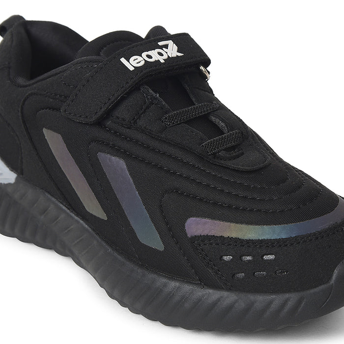 Leap7x Black Sports Non Lacing Walking Shoes For Kids NITKID-10