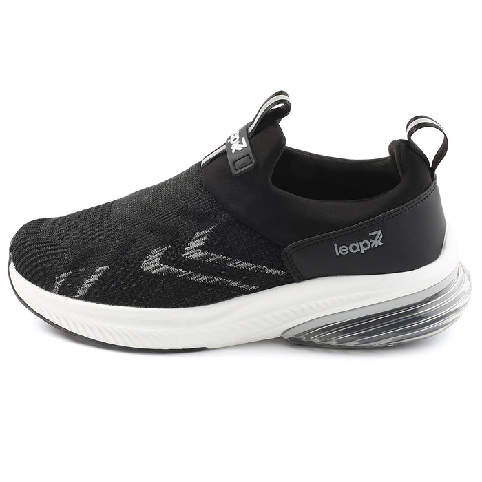 Leap7x Black Sports Non Lacing Walking Shoes For Men BRISK-24 By Liberty