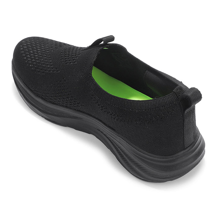 Leap7X Black Sports Non Lacing Walking Shoes For Men Ultrastepe By Liberty