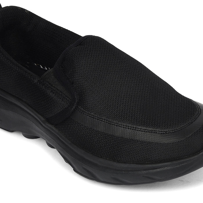 Leap7X Black Sports Non Lacing Walking Shoes For Men Venis 1D By Liberty