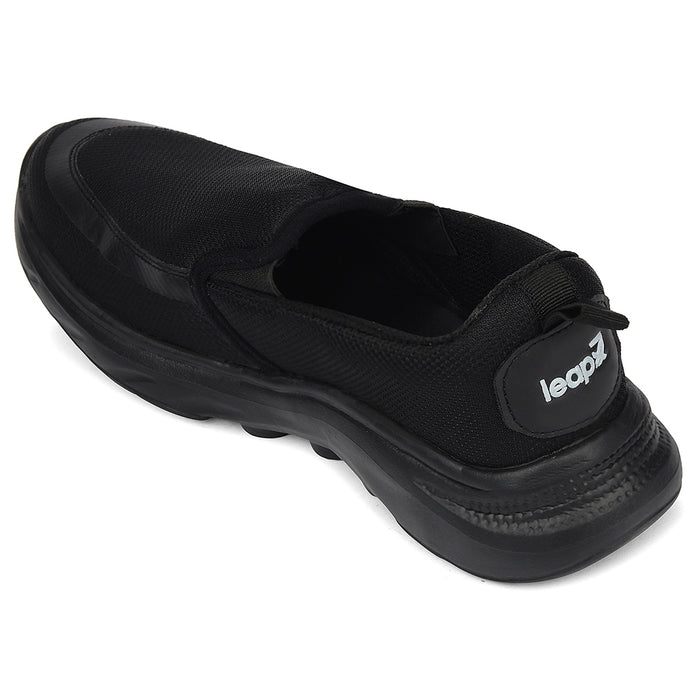 Leap7X Black Sports Non Lacing Walking Shoes For Men Venis 1D By Liberty