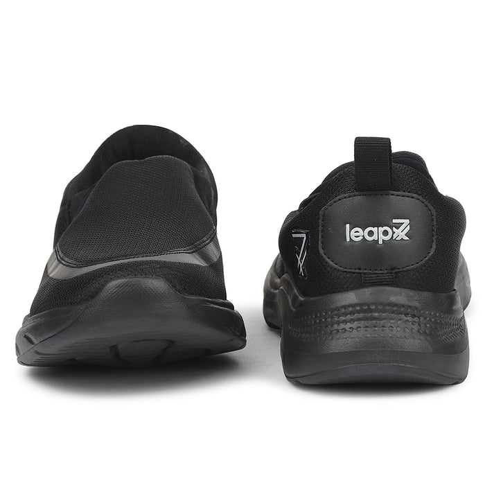 Leap7X Black Sports Non Lacing Walking Shoes For Men Venis 1D By Liberty