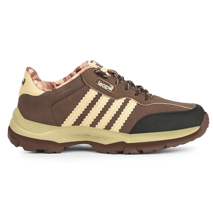 Leap7X Brown Sports Lacing Trekking Shoes For Men Columbo By Liberty