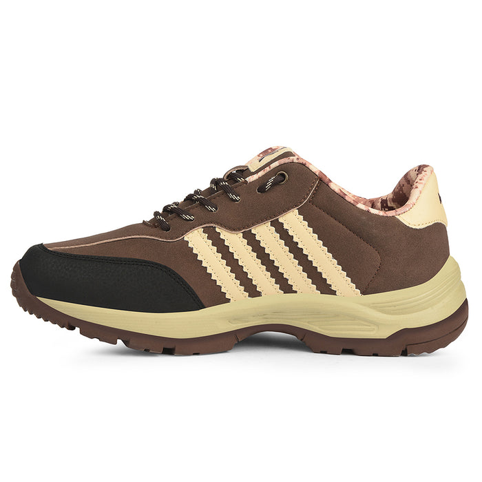 Leap7X Brown Sports Lacing Trekking Shoes For Men Columbo By Liberty
