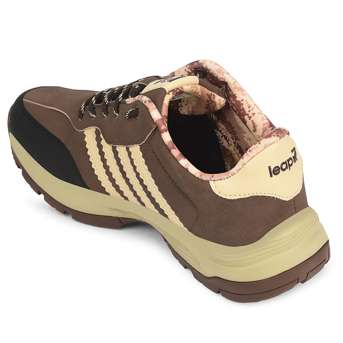 Leap7X Brown Sports Lacing Trekking Shoes For Men Columbo By Liberty